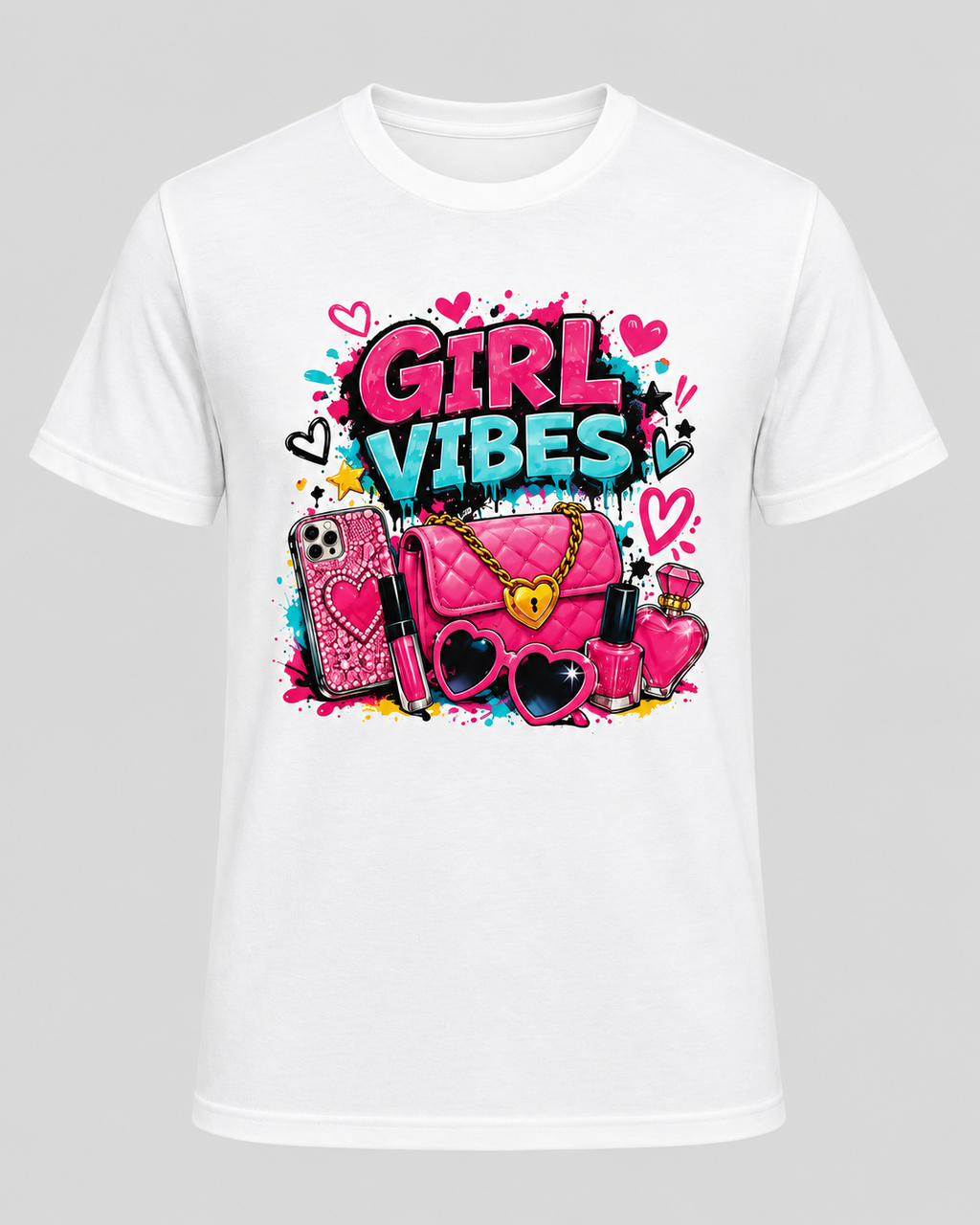 Girl Vibes Fashion Graphic Tee - Limited Edition, Only 1 Available