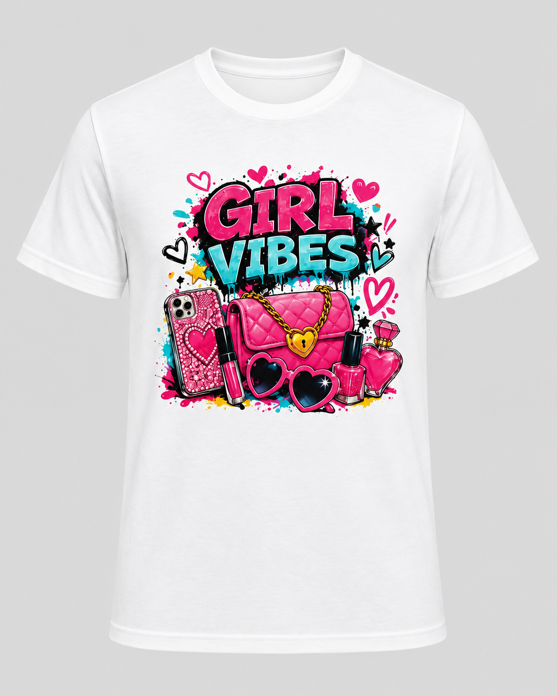 Girl Vibes Fashion Graphic Tee - Limited Edition, Only 1 Available